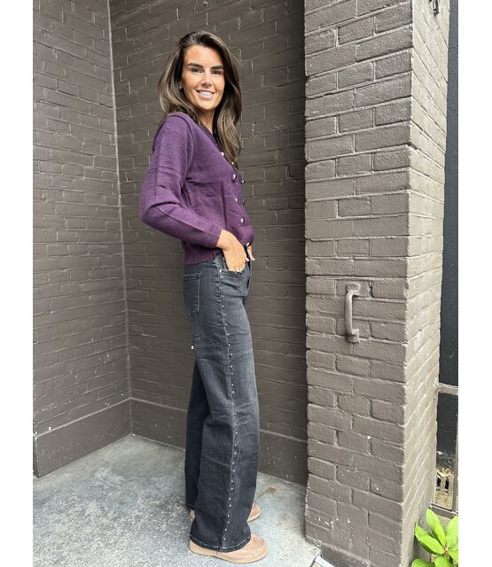 Jeans wide leg Studs Zwart