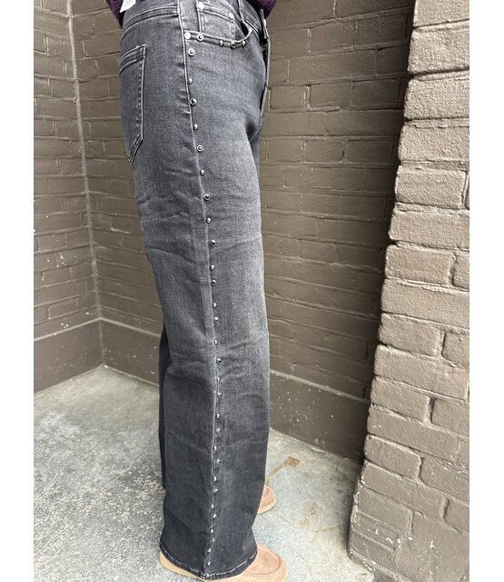 Jeans wide leg Studs Zwart