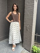 Rok Tule Stip Beige/zwart