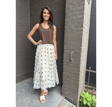 Rok Tule Stip Beige/zwart
