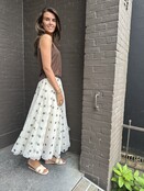 Rok Tule Stip Beige/zwart