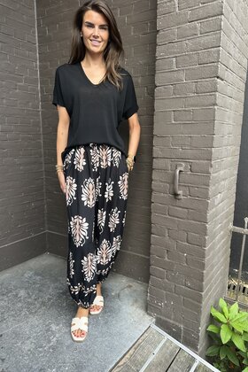 Broek Mandy Print Zwart