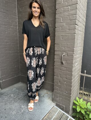 Broek Mandy Print Zwart