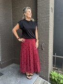 Rok Tule Stip Bordeaux/Zwart