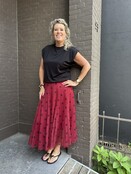 Rok Tule Stip Bordeaux/Zwart
