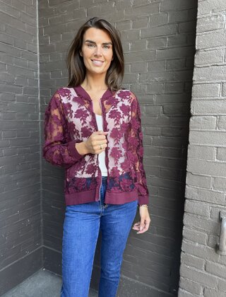 Jas Bomber Kant Bordeaux