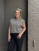 Top Lynn Bruin/Beige Stripes