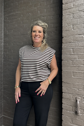 Top Lynn Bruin/Beige Stripes