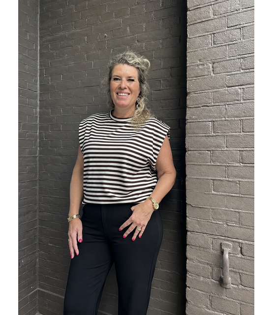Top Lynn Bruin/Beige Stripes