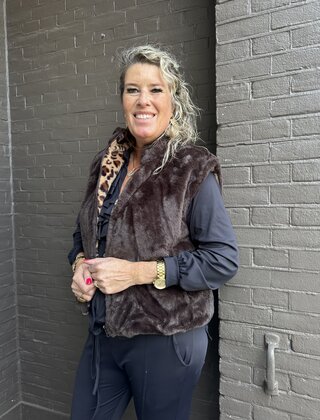 Bodywarmer Fluffy Panter Bruin