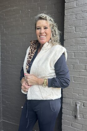 Bodywarmer Fluffy Panter Beige