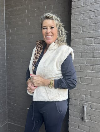 Bodywarmer Fluffy Panter Beige