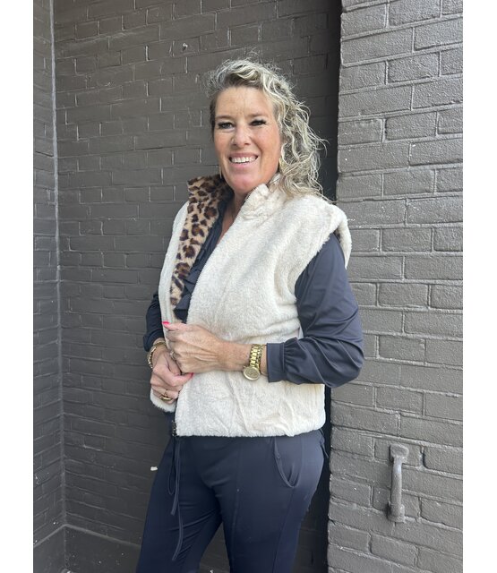 Bodywarmer Fluffy Panter Beige