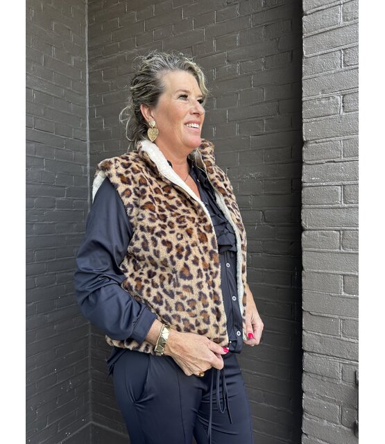 Bodywarmer Fluffy Panter Beige