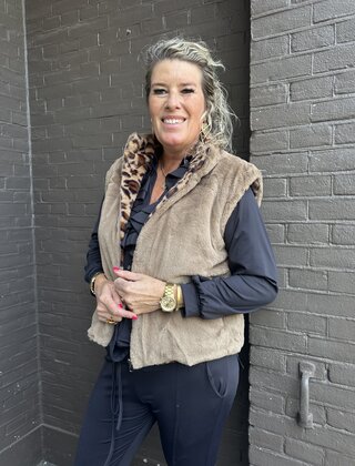 Bodywarmer Fluffy Panter Taupe