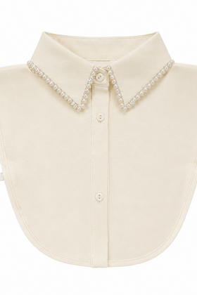 Kraagje Beige met balletjes