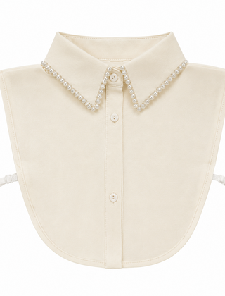 Kraagje Beige met balletjes