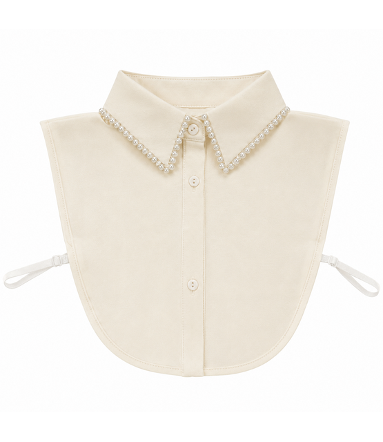 Kraagje Beige met balletjes
