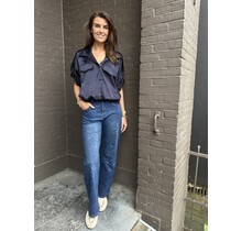 Jeans Wide Leg Panter Blauw