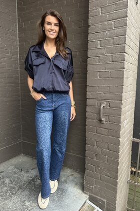 Jeans Wide Leg Panter Blauw