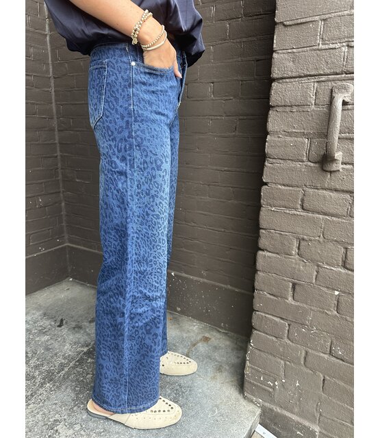Jeans Wide Leg Panter Blauw