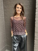 Top Mesh Stip Bruin