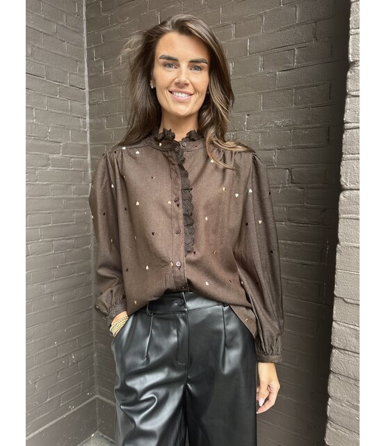 Blouse Hartjes Bruin