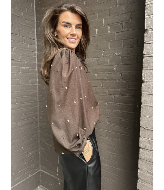 Blouse Hartjes Bruin