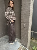 Broek Wide leg Leather Look Bruin