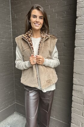 Bodywarmer Fluffy Panter Taupe