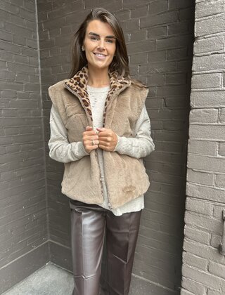 Bodywarmer Fluffy Panter Taupe