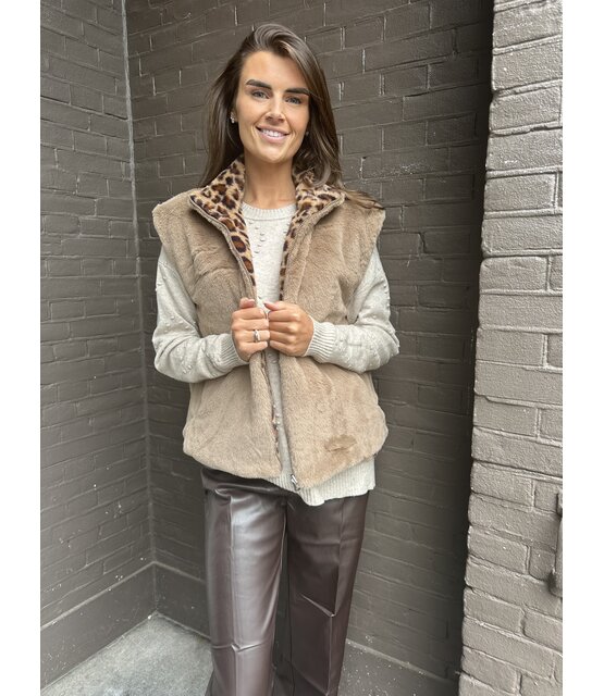 Bodywarmer Fluffy Panter Taupe