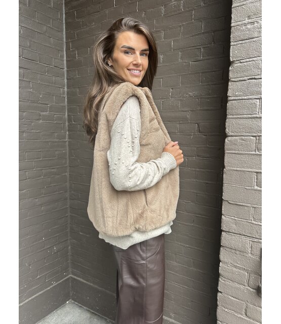 Bodywarmer Fluffy Panter Taupe