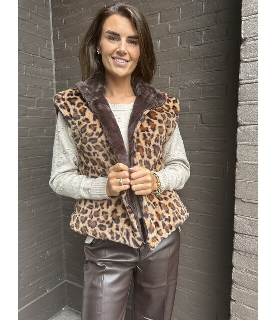 Bodywarmer Fluffy Panter Bruin