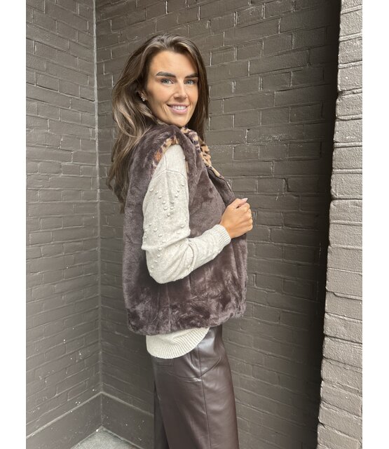 Bodywarmer Fluffy Panter Bruin
