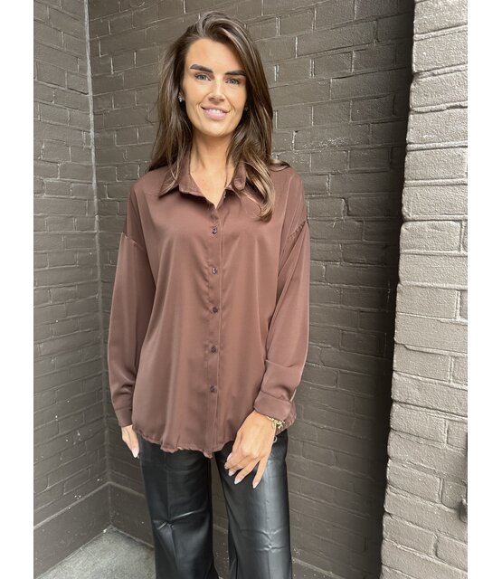 Blouse Plisse Bruin