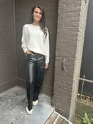 Broek Wide leg Leather Look Zwart