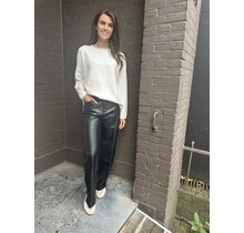 Broek Wide leg Leather Look Zwart