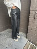 Broek Wide leg Leather Look Zwart