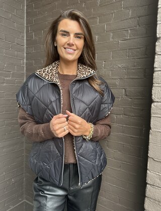 Bodywarmer Reversable Panter Zwart