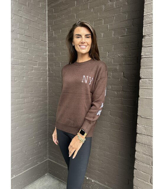 Trui New York Bruin Ruit