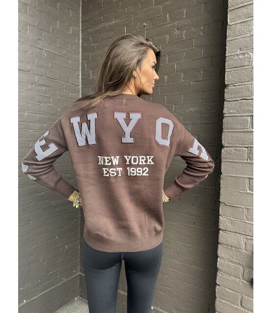 Trui New York Bruin Ruit