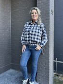 Blouse Bomber ruit blauw