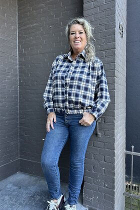 Blouse Bomber ruit blauw