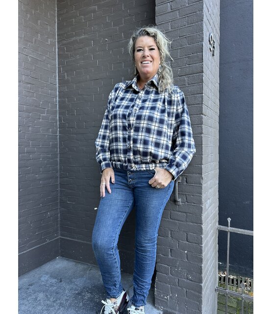 Blouse Bomber ruit blauw