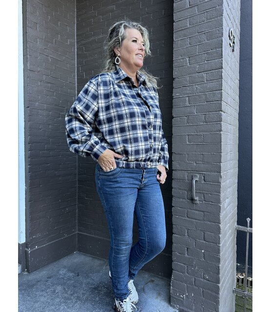 Blouse Bomber ruit blauw