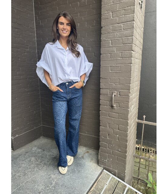 Jeans Wide Leg Panter Blauw