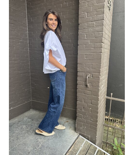 Jeans Wide Leg Panter Blauw