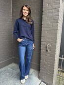 Jeans Wide Leg Studs Blauw