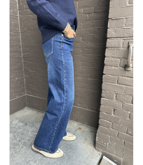 Jeans Wide Leg Studs Blauw